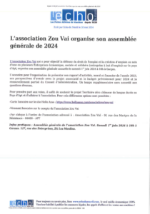 L'association Zou Vaï organise son assemblée générale de 2024
